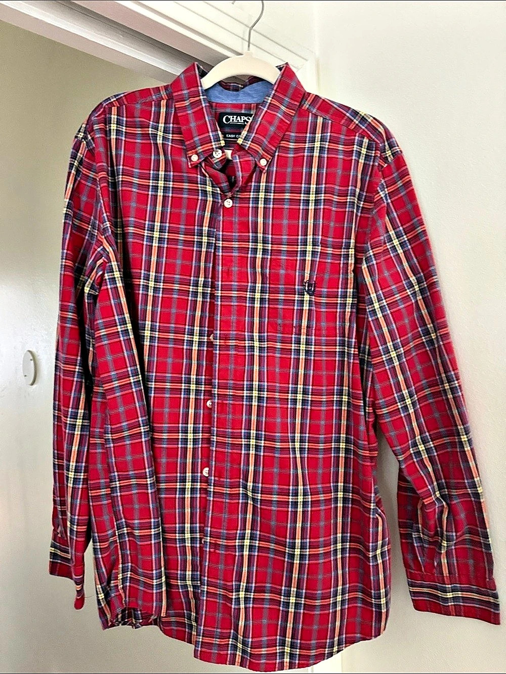 Chaps Plaid Button Down Cotton Shirt Size Large